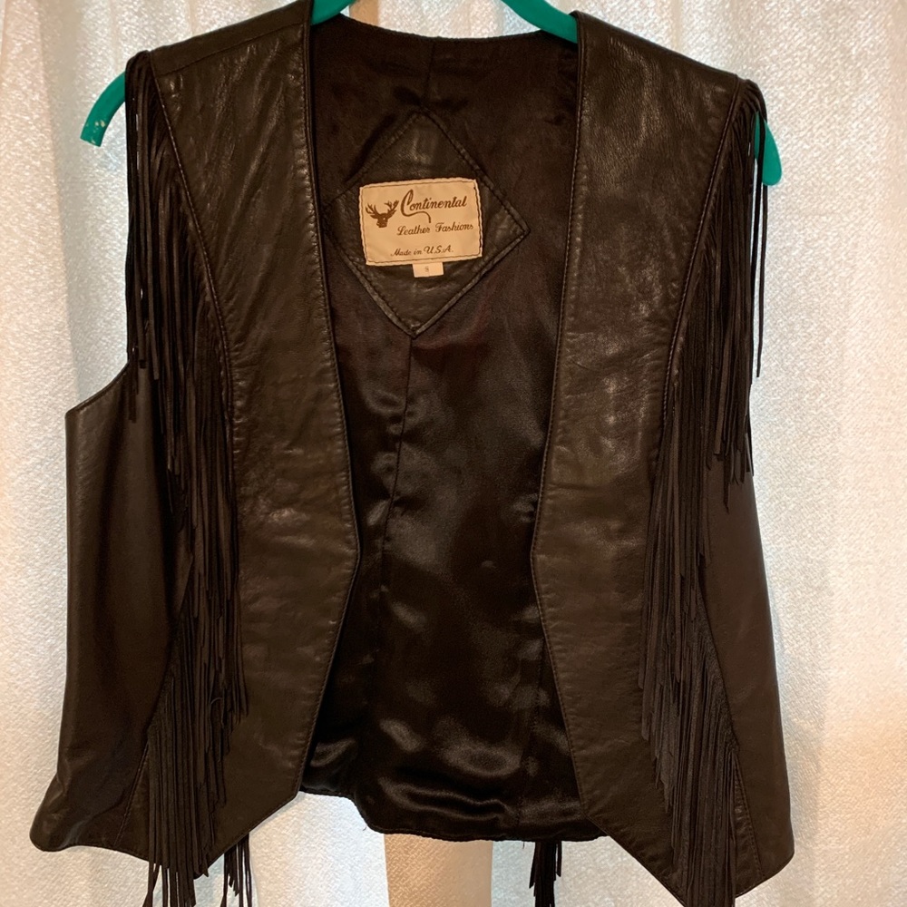 Leather fringe vest